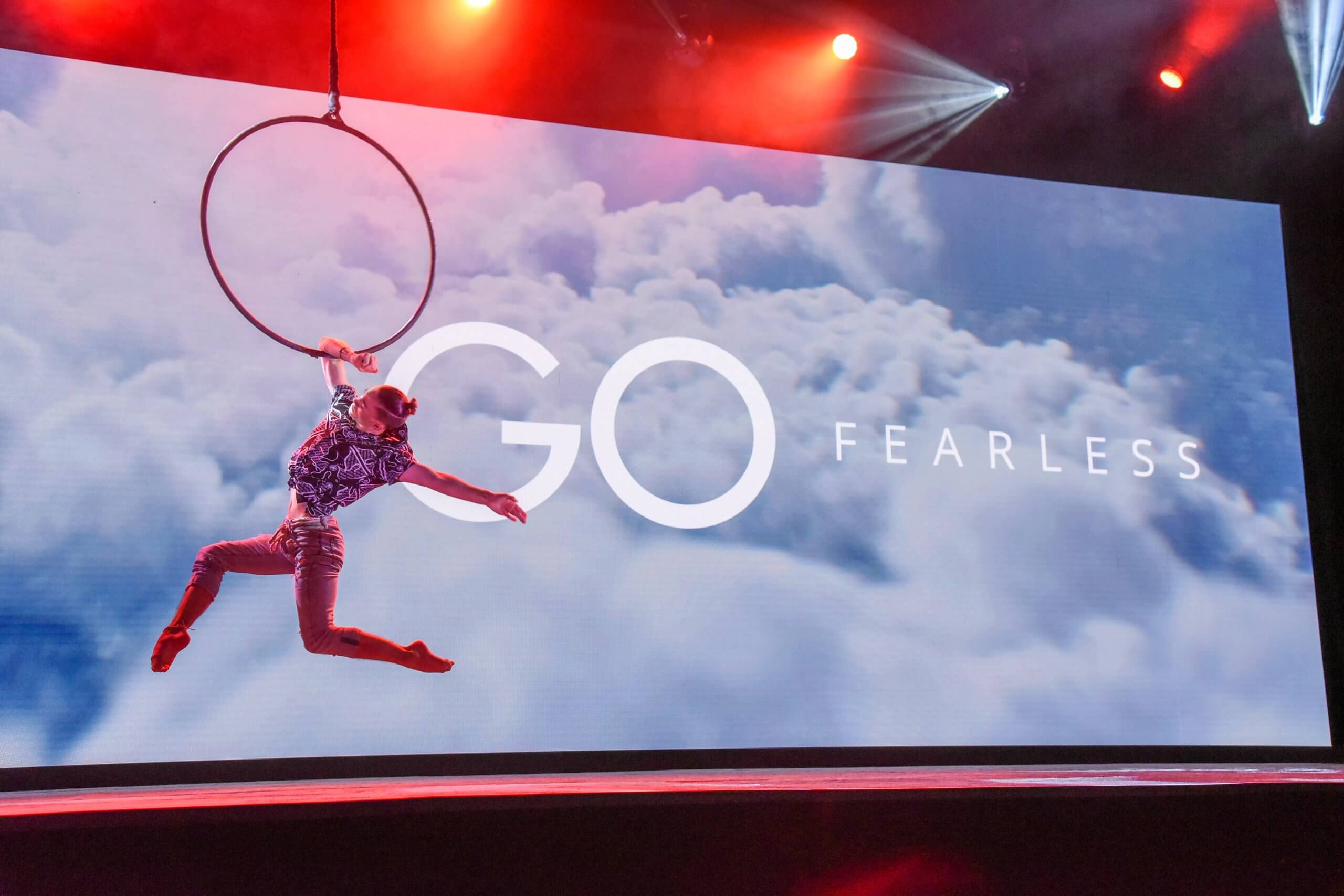 Screen displaying "Go Fearless"