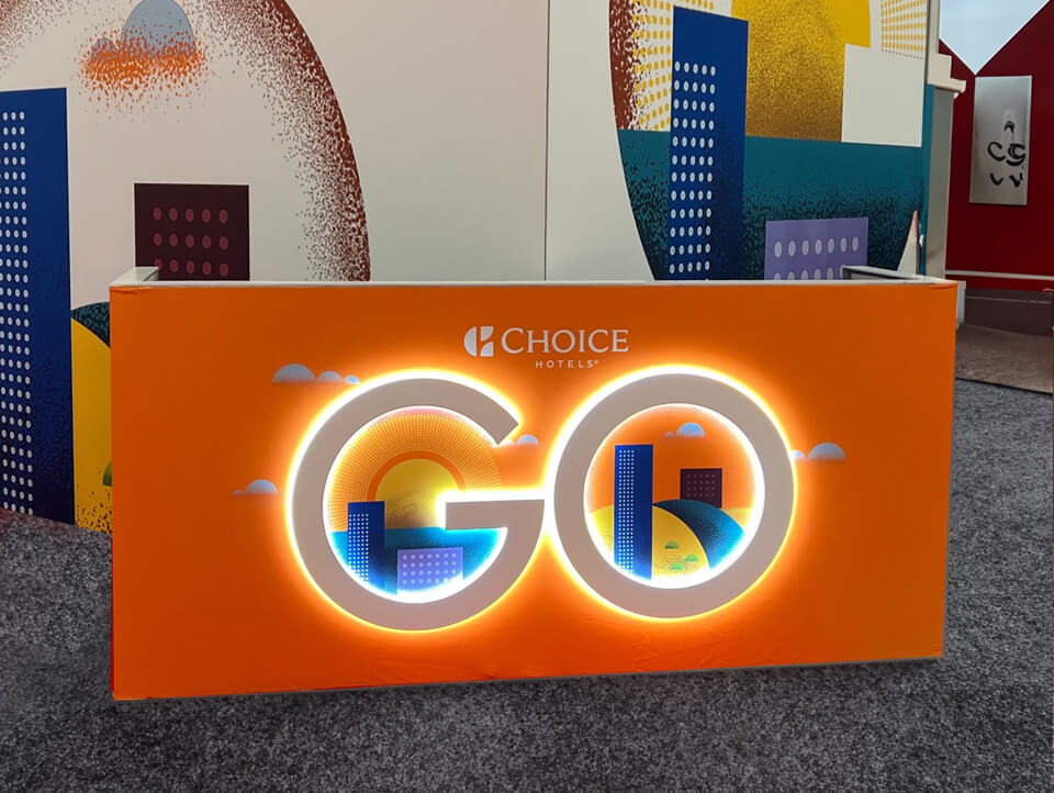 Signage with "Choice Hotels GO"