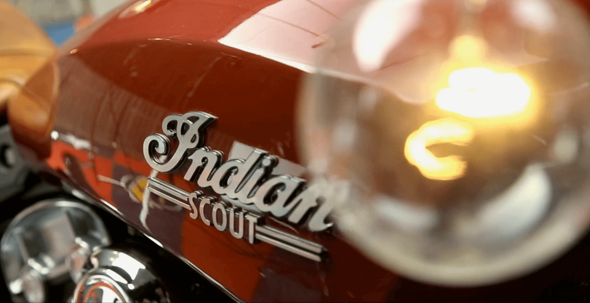 Close up of Indian Scout motorcycle