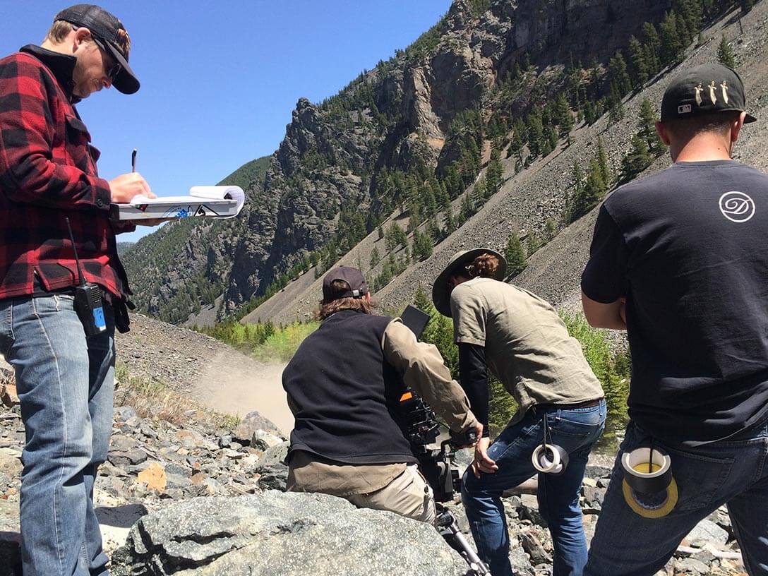 Film crew in the mountains
